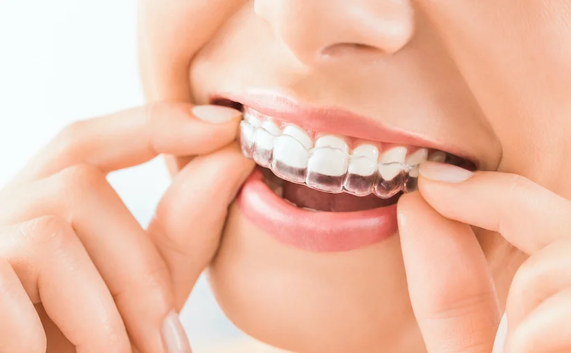 Sorriso com alinhador transparente — ortodontia moderna