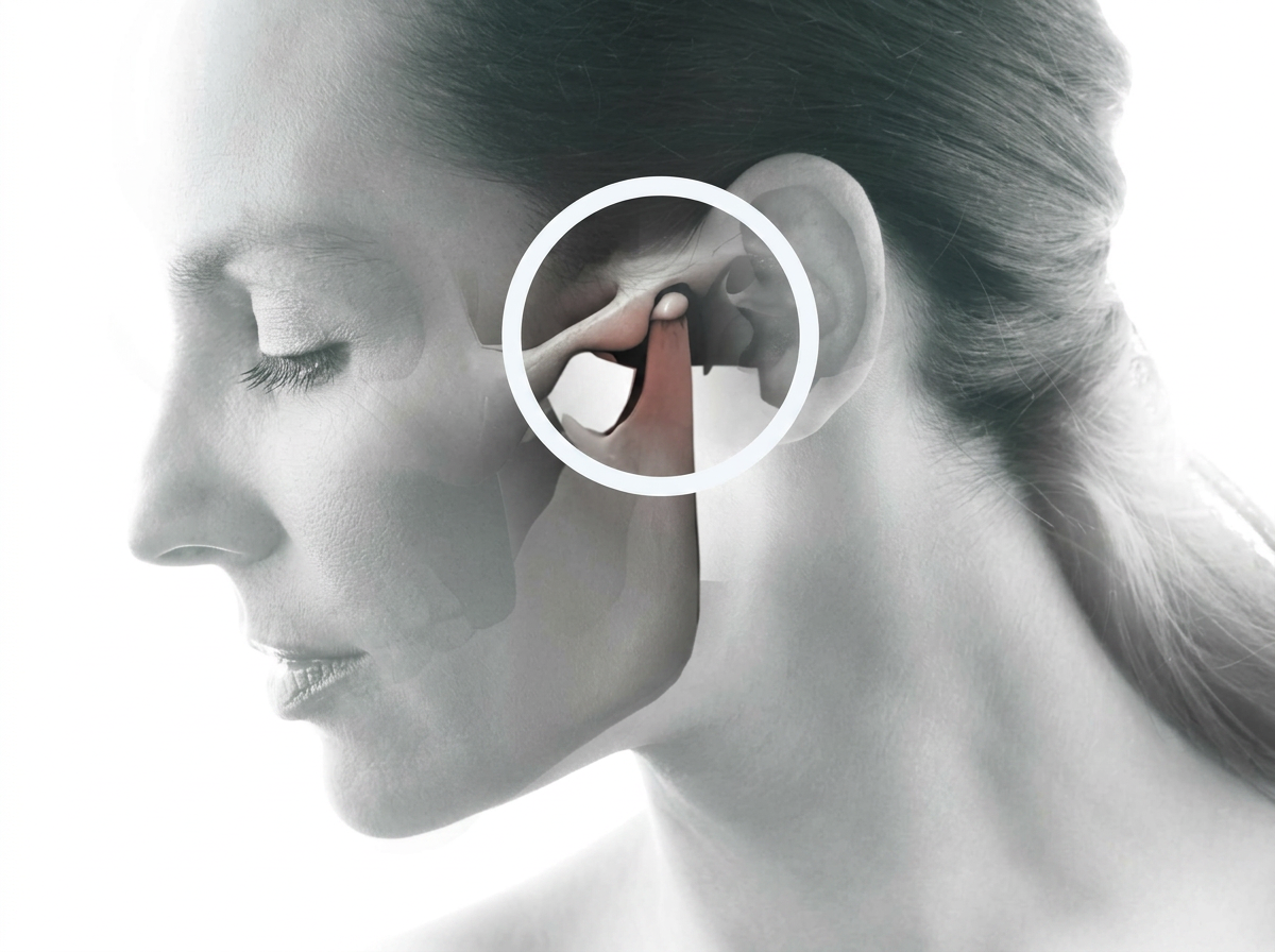 Ilustração da articulação temporomandibular (ATM)